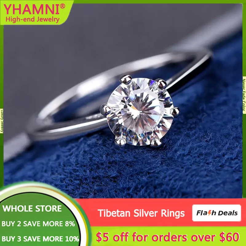 Sent Credentials! 100% Original 925 Sterling Silver Ring Round Solitaire 1 Carat Zirconia Diamant Wedding Band Jewelry for Women