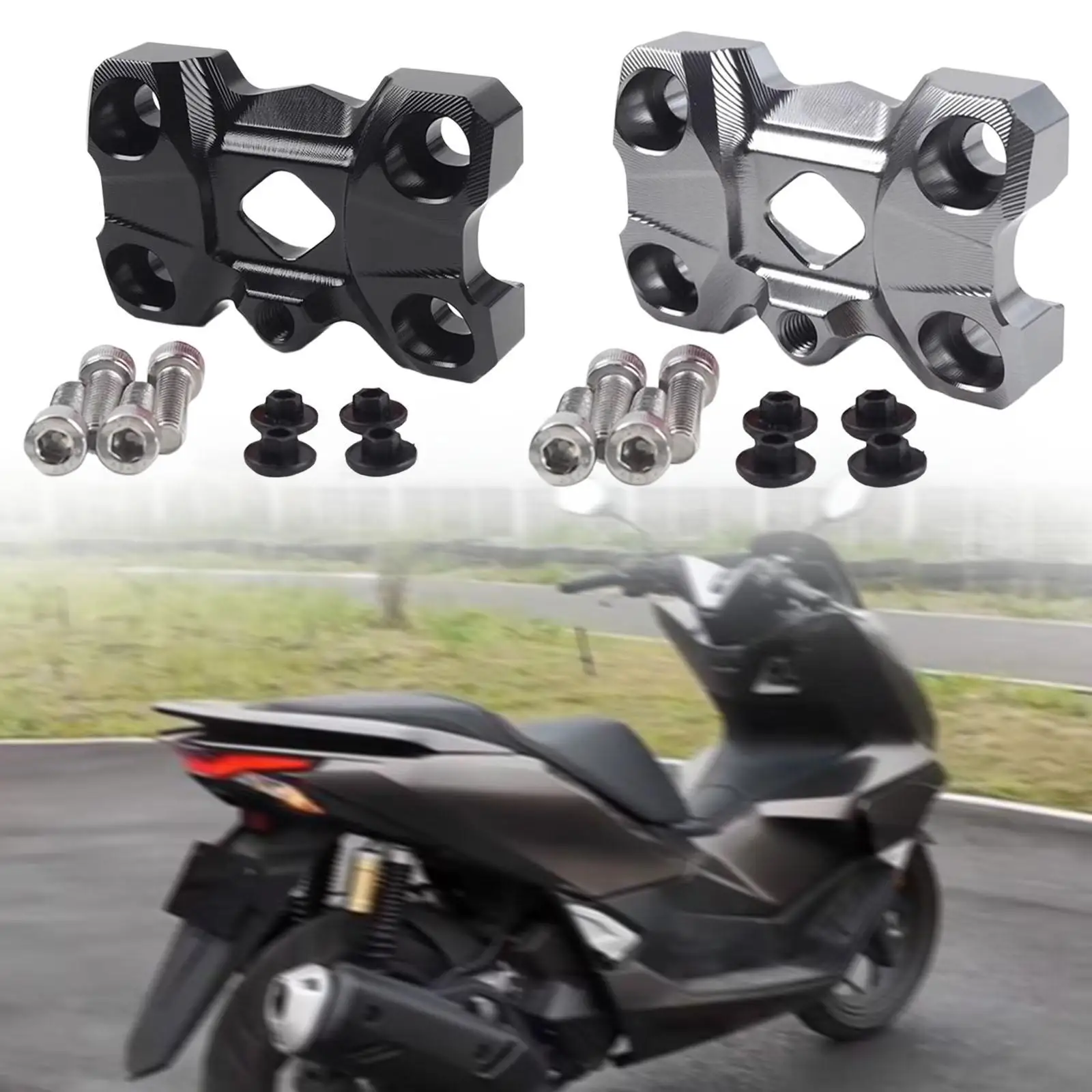 

Motorcycle Handlebar Riser Heightened Replacement,Easy to Install,Lightweight Handle Bar Mount Clamp Metal for Pcx160