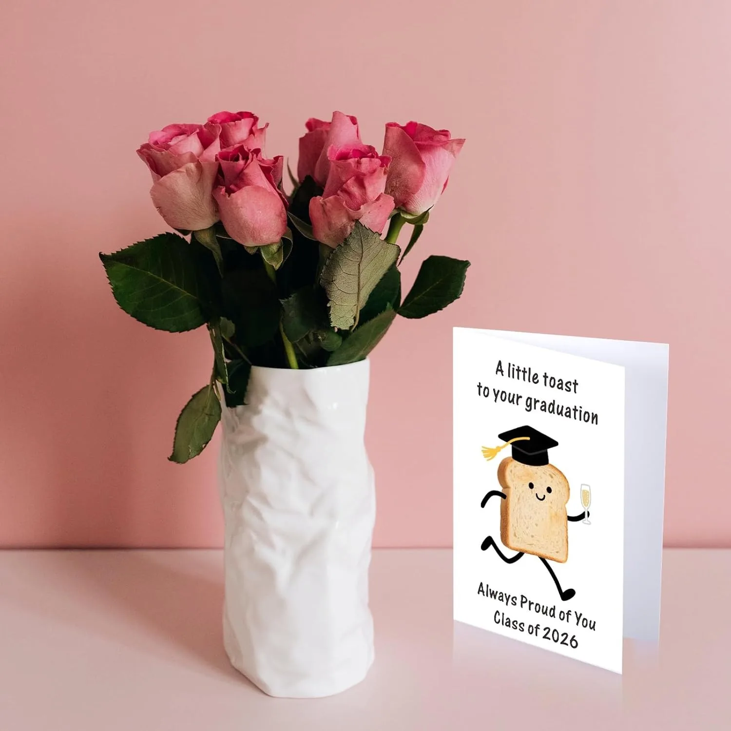 Funny Toast Graduation Greeting Card, "A Little Toast To Your Graduation" Class of 2026 Congratulatory Card with Envelope - view 3