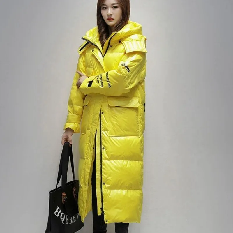 2024 New Women Down Jacket Winter Coat Female Mid Length Version Parkas Thick Outwear Hooded Leisure Time Versatile Overcoat