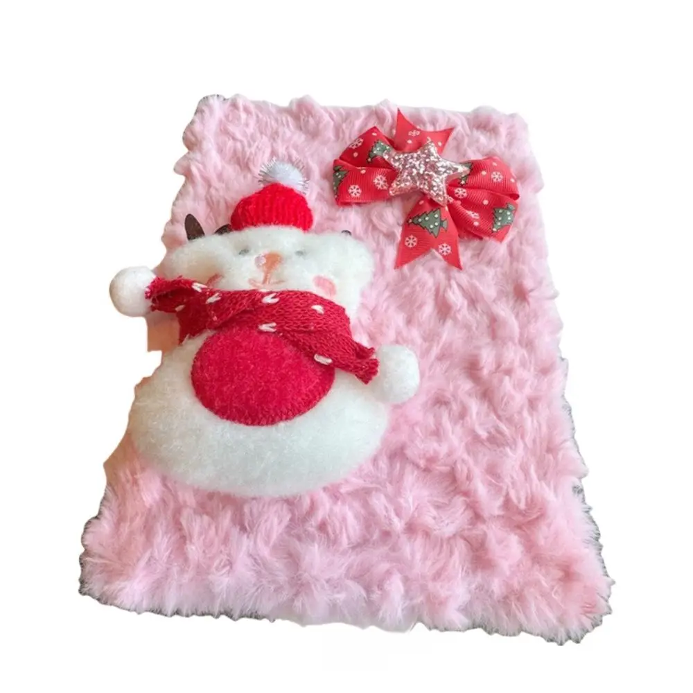 Kawaii Santa Claus Plush Notebook Pink Cute Snowman Daily Planner Decorative Stationery Accessories Journal Book for Girls Women