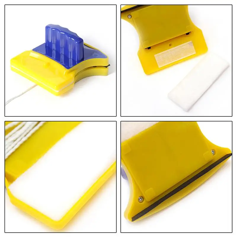 Magnetic Window Cleaner Double-sided Magnetic Glass Cleaner Glass Wiper Cleaning Tools Magnetic Window Cleaner with1.5m Rope