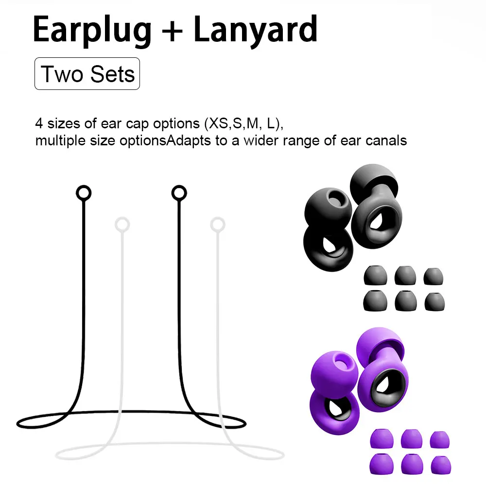 Silicone Ear Guards For Swimming 2 Pairs With Silicone Lanyard Washable Waterproof Noise Isolation Ear Plugs Reusable For Rest T
