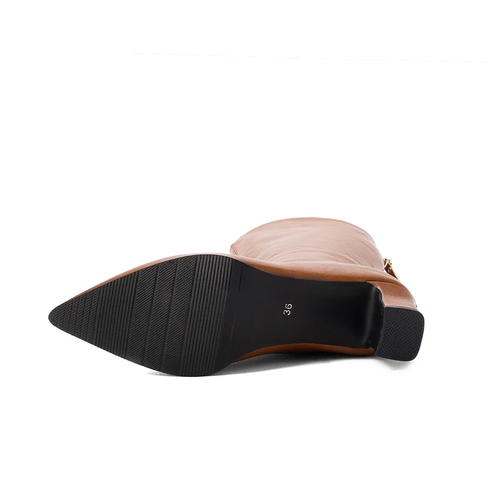 شتاء جديد بريق بني أسود المرأة حذاء برقبة للركبة أحذية عالية الكعب سيدة عارية أحذية EA118 زائد كبير صغير الحجم 10 28 43 48