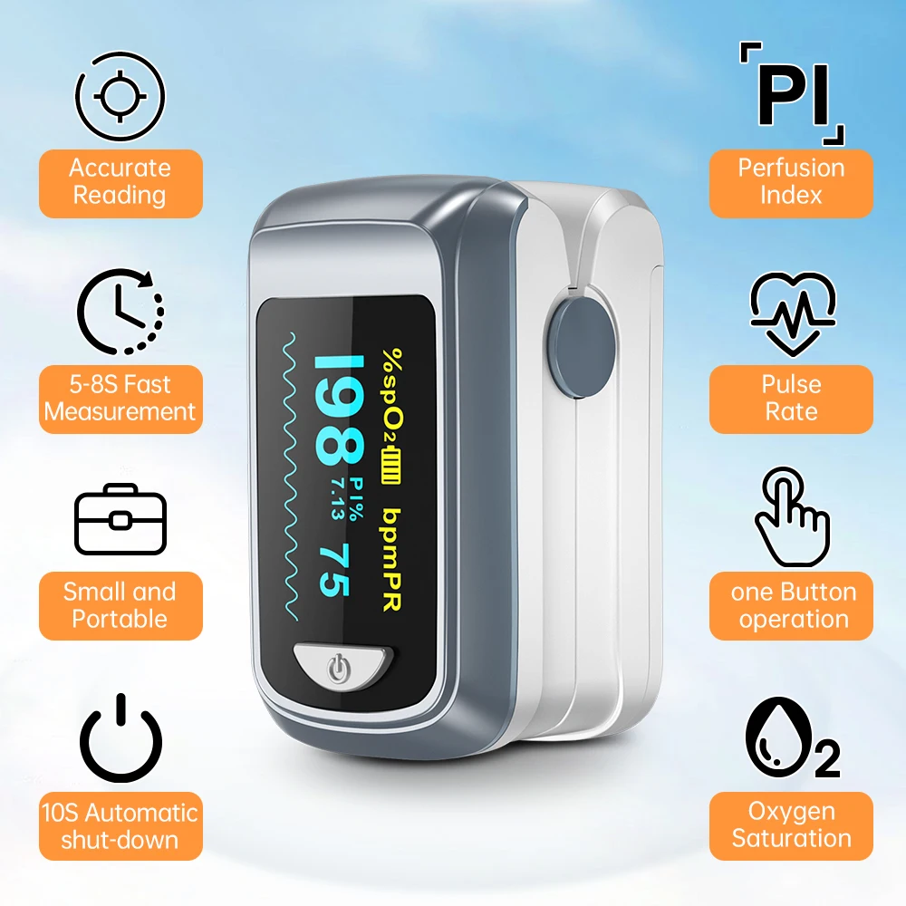 HEALTHTREE Medical Fingertip Pulse Oximeter SpO2 Oxymeter Health Monitor for Teenager Adult with Free Lanyard