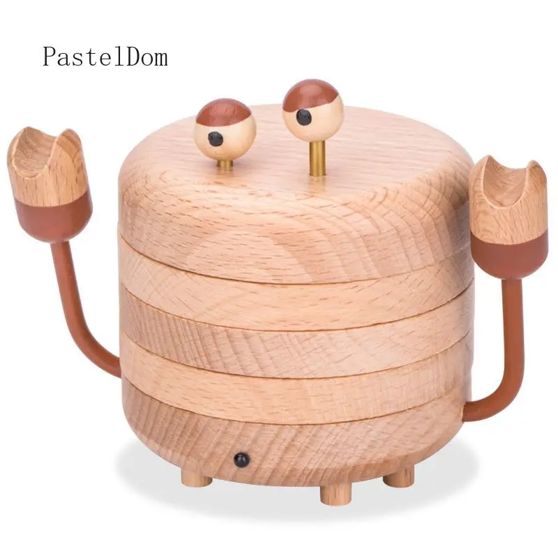 Creative Solid Wood Coaster, Cute Little Crab Pet‑Style Heat‑Insulating Pad, Art Ornament for Desktop Home Decoration