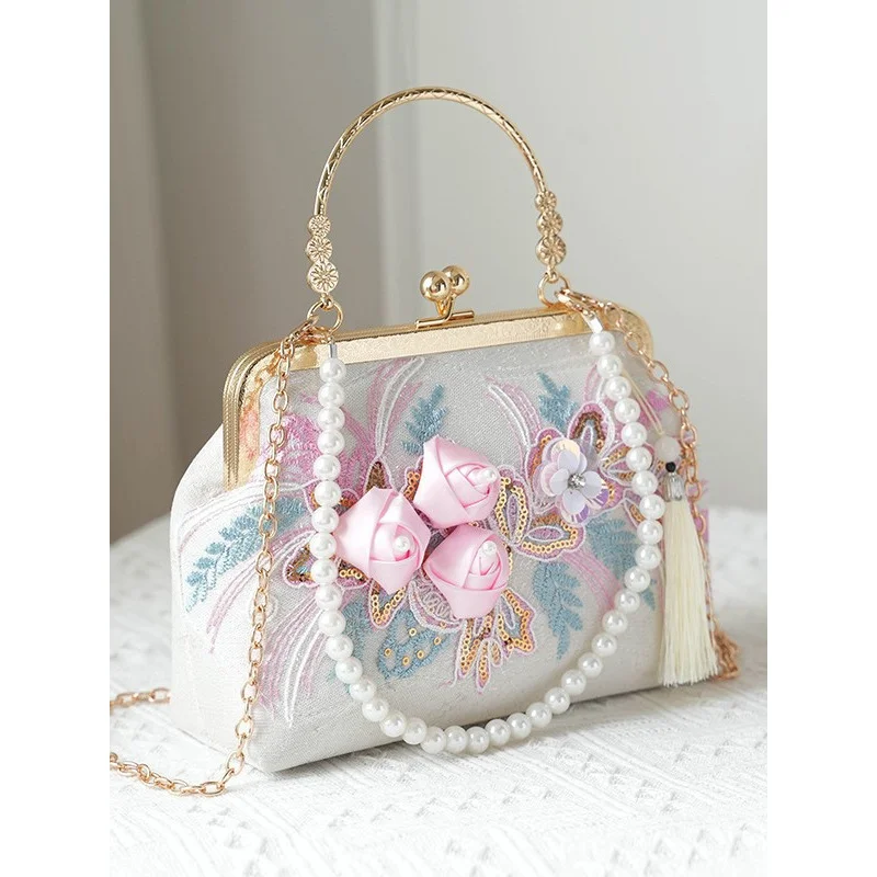 

Ретро-китайская сумка с цветочным принтом, женская сумка-халат с флагом, большая сумка с цветами, модная сумка через плечо, стильный клатч