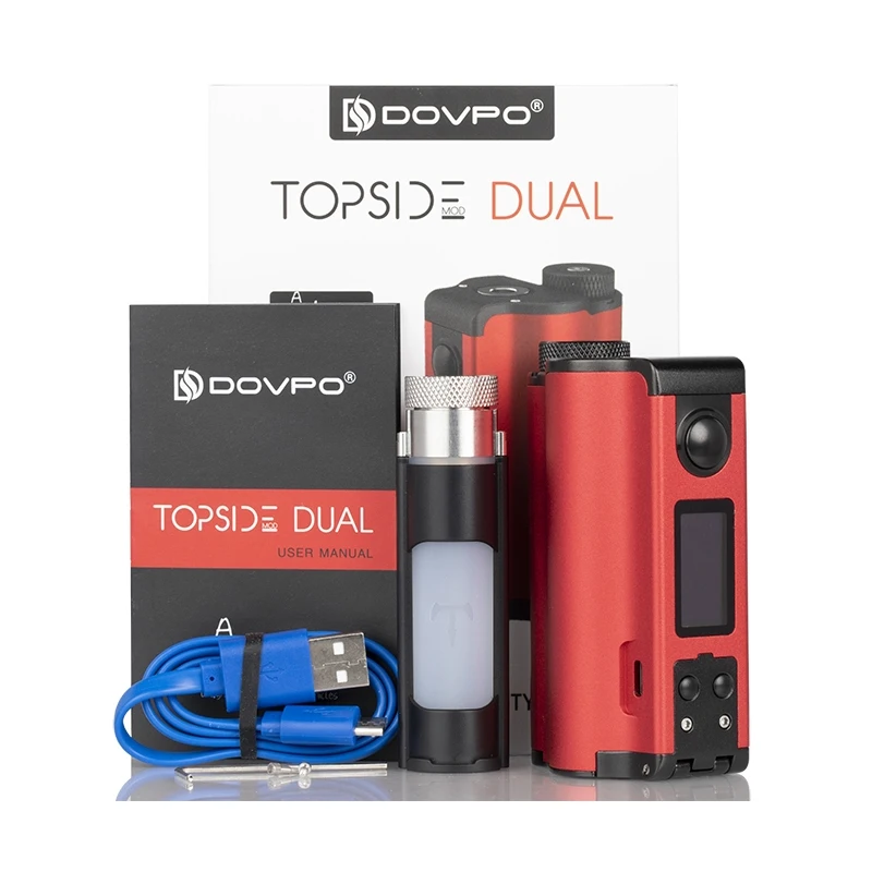 Original DOVPO Topside Dual Squonk Mod 200W Electronic Cigarette Dual High-Amp 18650(no) Batteries 510 Connection Vaporizer