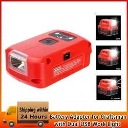 Battery Adapter for Craftsman/for Black Decker 14.4v-20v Li-ion Battery with Dual USB Work Light