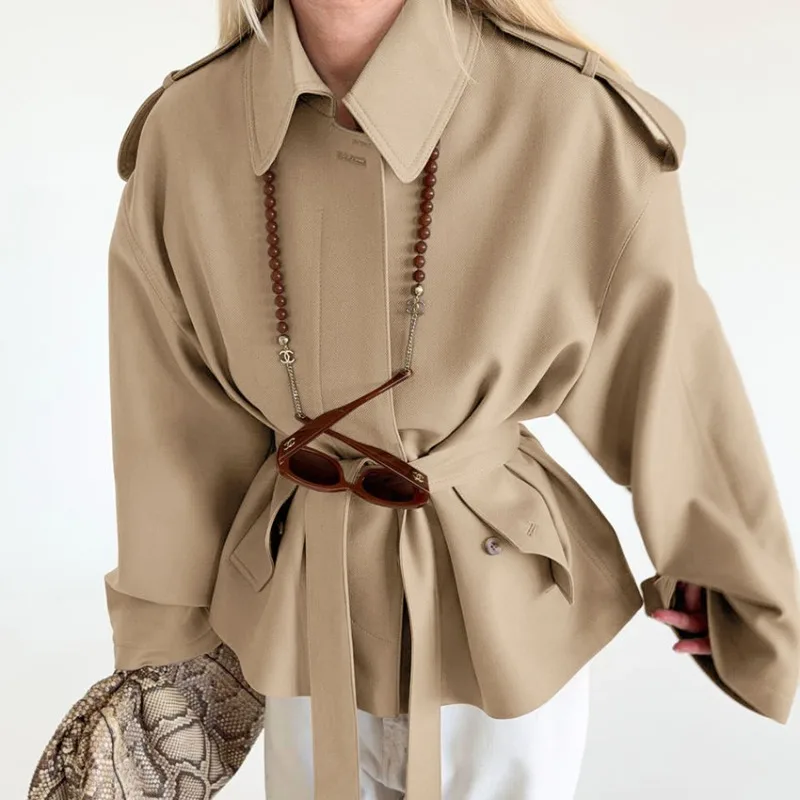 Women 2026 Autumn Winter New Hot Selling Lapel Collar Faux Suede Long Sleeve Cardigan Trench Coat Design Elegant Casual Chic Hit