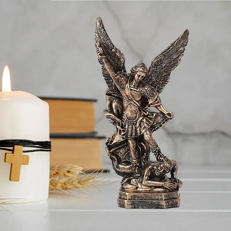 Resin San Miguel Arcangel Statue St Michael Figurine St Michael The Archangel Victoriously Over Satan Collection Sculpture