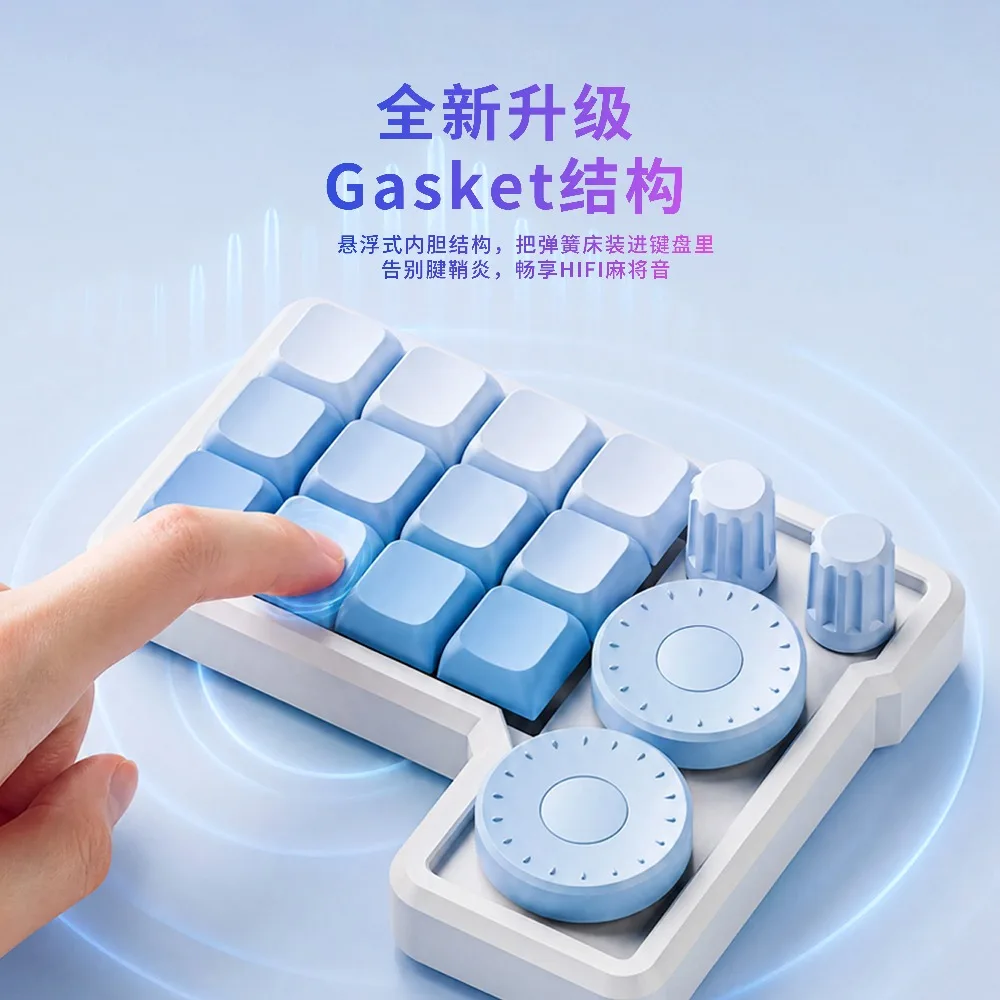 YYR4V2 Segundo Mini Teclado de 12 Teclas, Editor Personalizado, Retocador de Fotos, Pintor, Teclado Numérico, Perilla Grande, Botón Intercambiable en Caliente, Teclado Mecánico para Gamers