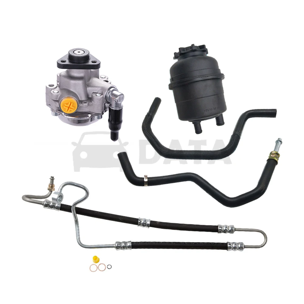 DATA Power Steering Pump + Hoses + Reservoir with Cap for BMW E46 325i 330i (01-05)