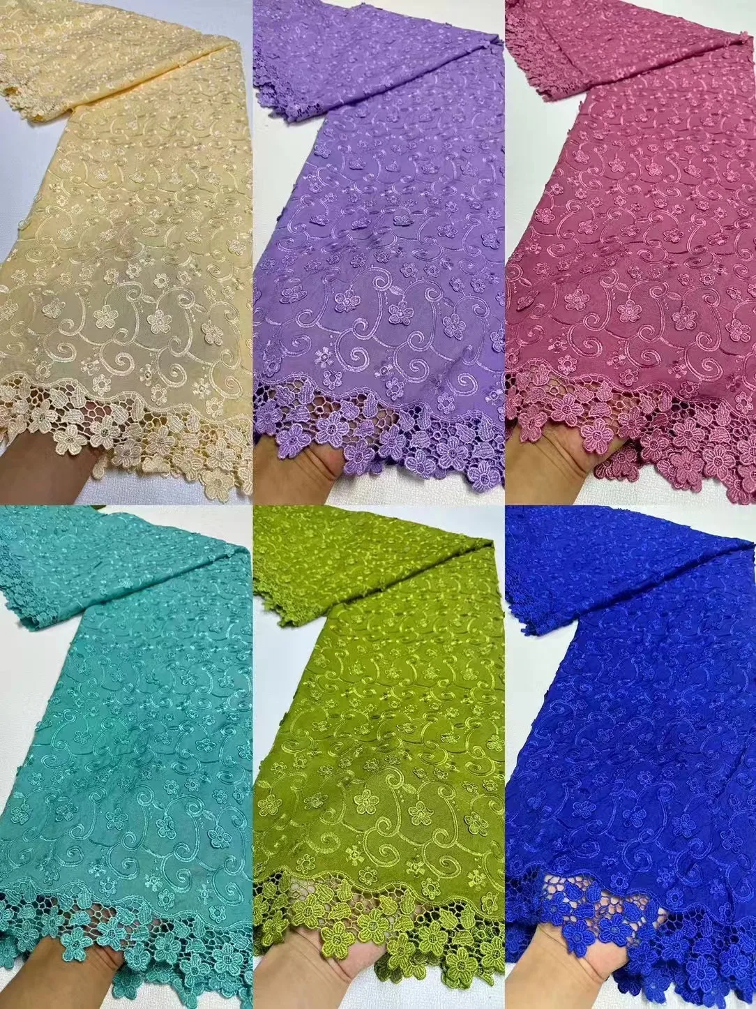 

White Nigerian Cord Lace With Sequins High Quality Embroidered Lace 2024 Tulle Lace Sequence Guipure Cord Lace For Sewing