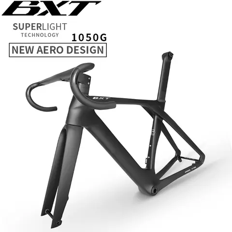 BXT Carbon Road Frame Flat Mount Disc Brake 700C*32C Threaded T47 Carbon Fiber Fully hidden line Road Bike Frame Pro-145