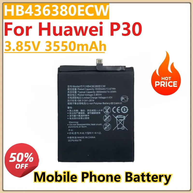 

HB436380ECW 3,85 В 3550 мАч HB486486ECW Аккумулятор для Huawei P30 P30Pro Высококачественный новый аккумулятор