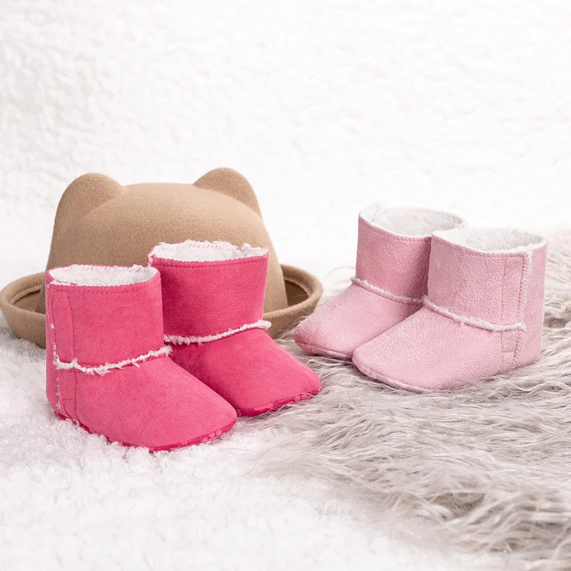 

2022 Winter New Baby Girl Snow Boots Shoes Warm Fluff Anti-Slip Sole First Walkers Newborn Pink Toddler Crib Shoes