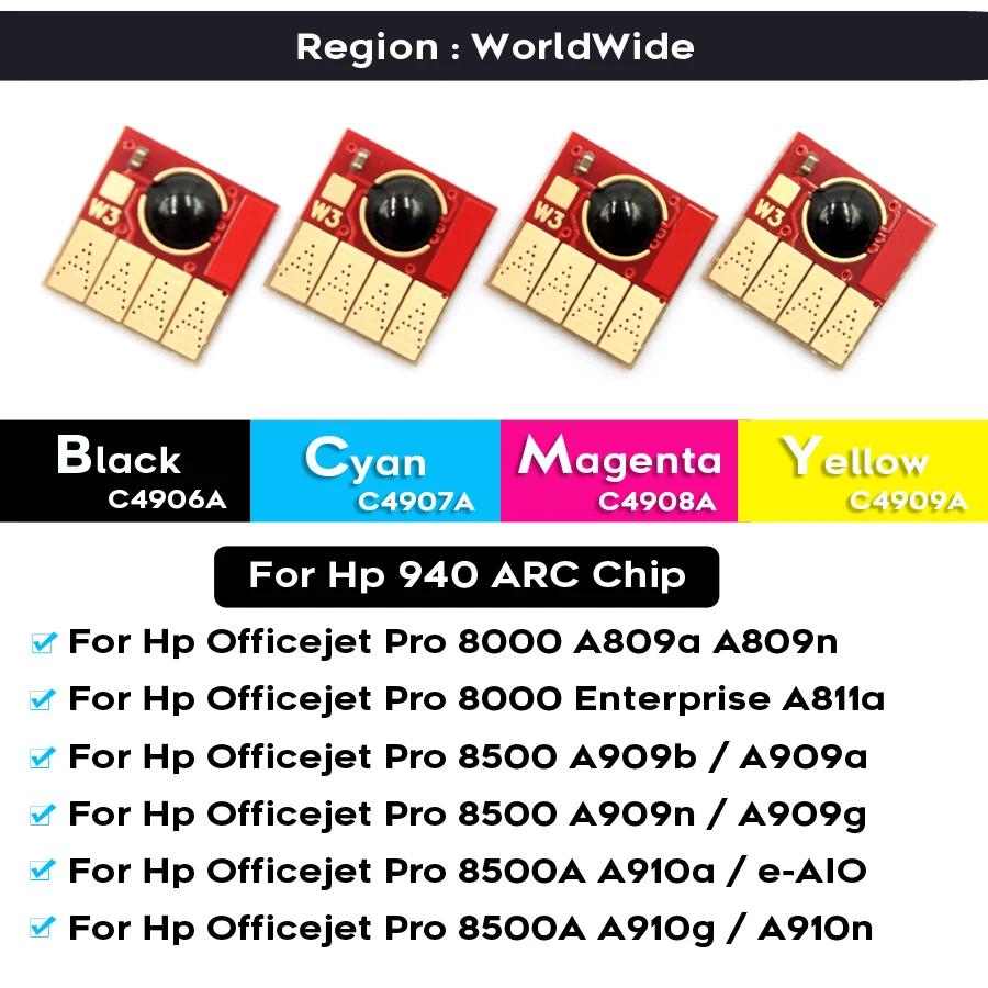 For HP940 940 ARC Reset Ink Cartridge Chip CISS For HP Officejet Pro 8000 8500 8500A Printer Plotter