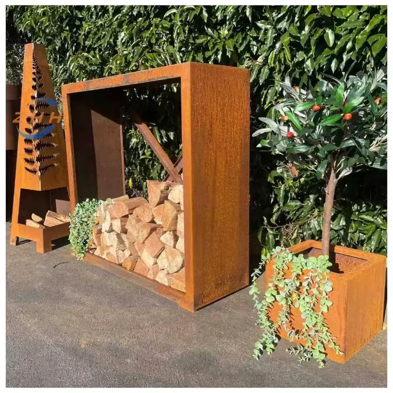 Home Garden Outdoor Charcoal Metal Fire Pit Wood Storage