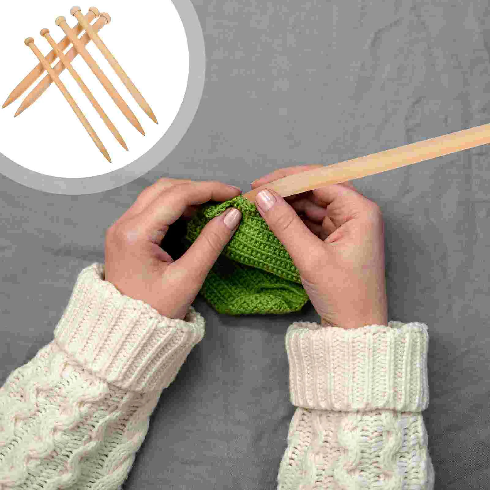 3 Pairs Extra Coarse Knitting Needles Crochet Hook Weaving Tools Wooden Hand Single Pointed Rods Sweater