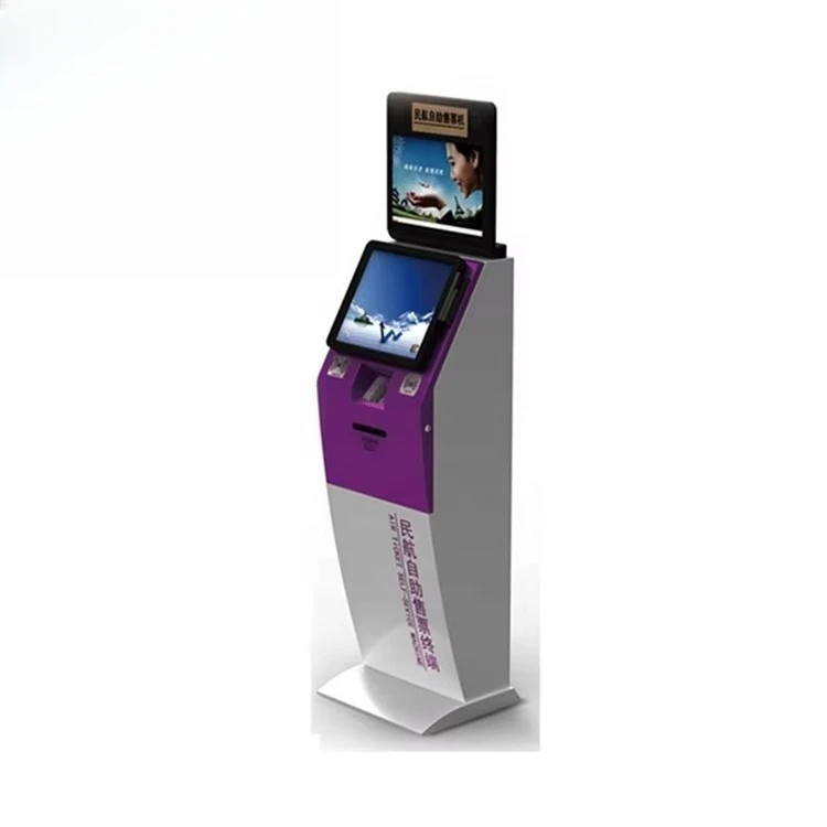 19 Inch 21.5 Inch Airport Kiosk Self Check In ID Passport Scanner Airport Boarding Ticket Printing Luggage Strip Printing
