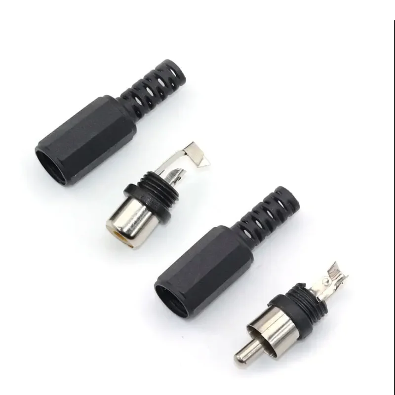 Red Black Welding RCA Plug Socket Male Female DC Soldering Terminal Connector Adapter for Speaker Video Audio Wire CCTV system