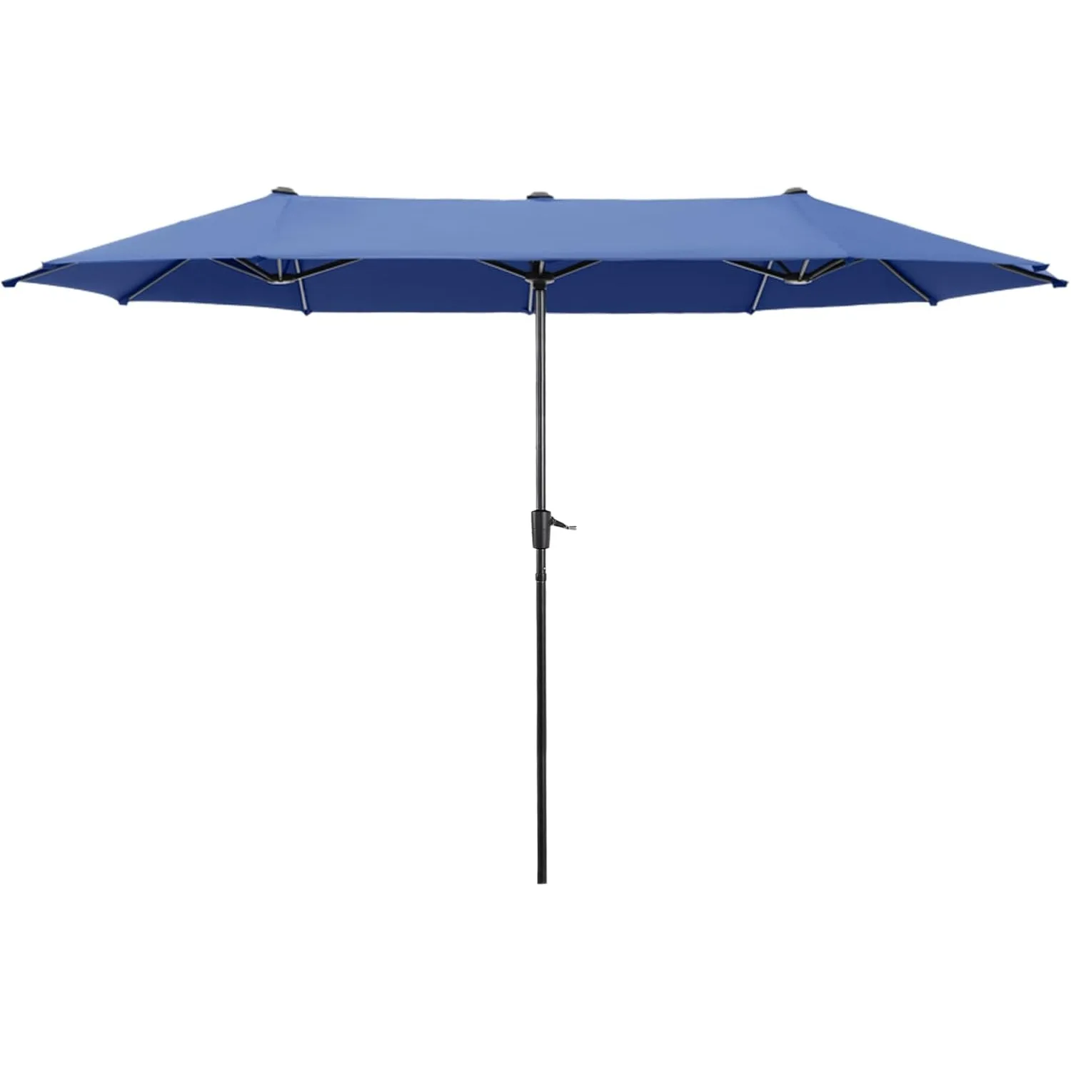 HERA'S PALACE 13 Ft Large Patio Double-Sided Twin Outdoor Market Umbrella with Crank Powerful UV Protective Haze Blue