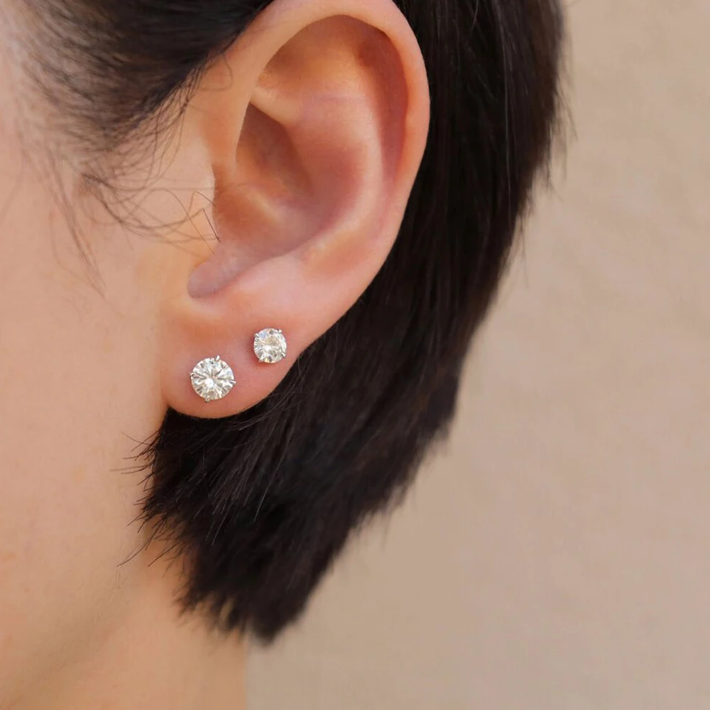 0.1-3 Carat Moissanite Stud Earrings for Women Men D Color Lab Created Diamond Earring 925 Sterling Silver Ear Piercing  Jewelry