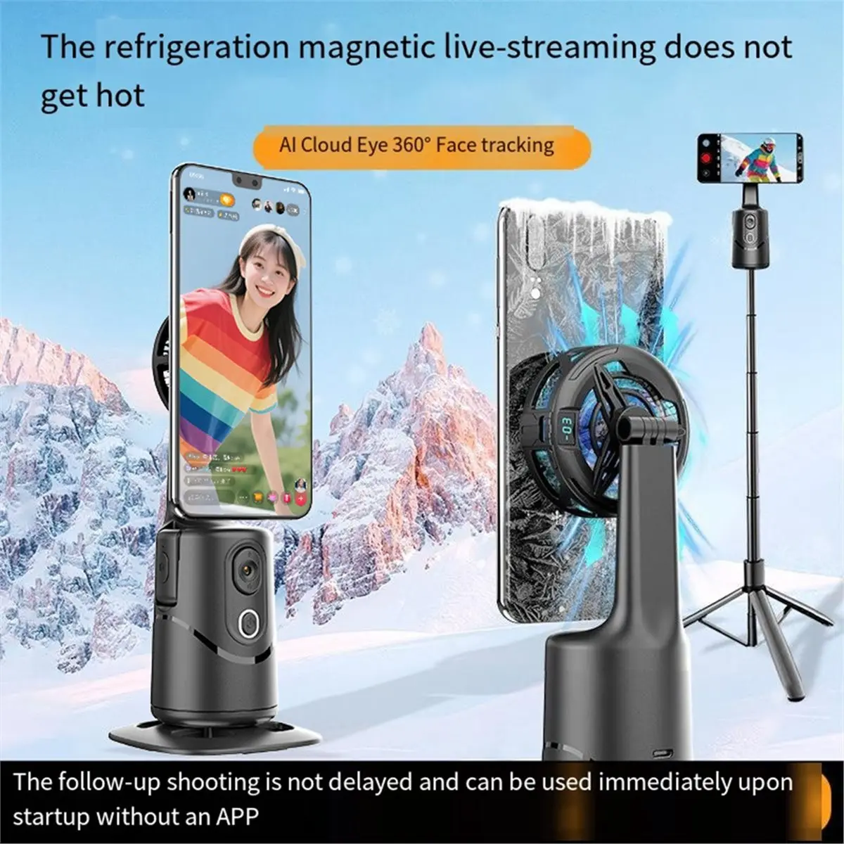 【SUPERDEALS】 Q12Pro AI Automatic Tracking Phone Holder with Remote Control Gesture Control 360° Rotating Phone Camera Holder