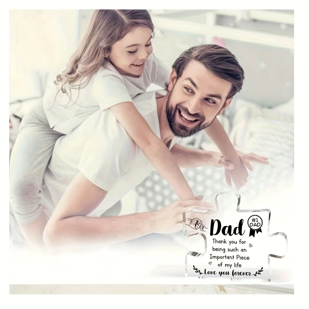 1pc Gifts for Dad - Delicate Dad Birthday Gifts from Daughter Son - Engraved Acrylic Block Piece Decorations - Fathers Day
