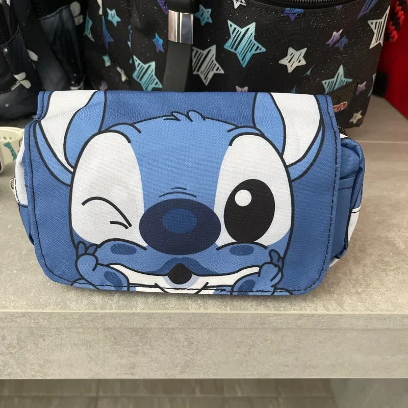 Stitch Cartoon Pen Bag Fully Printed Flap Stationery Box Cartoon Large Capacity Pencil Case Cute Anime Bags Student School Bag