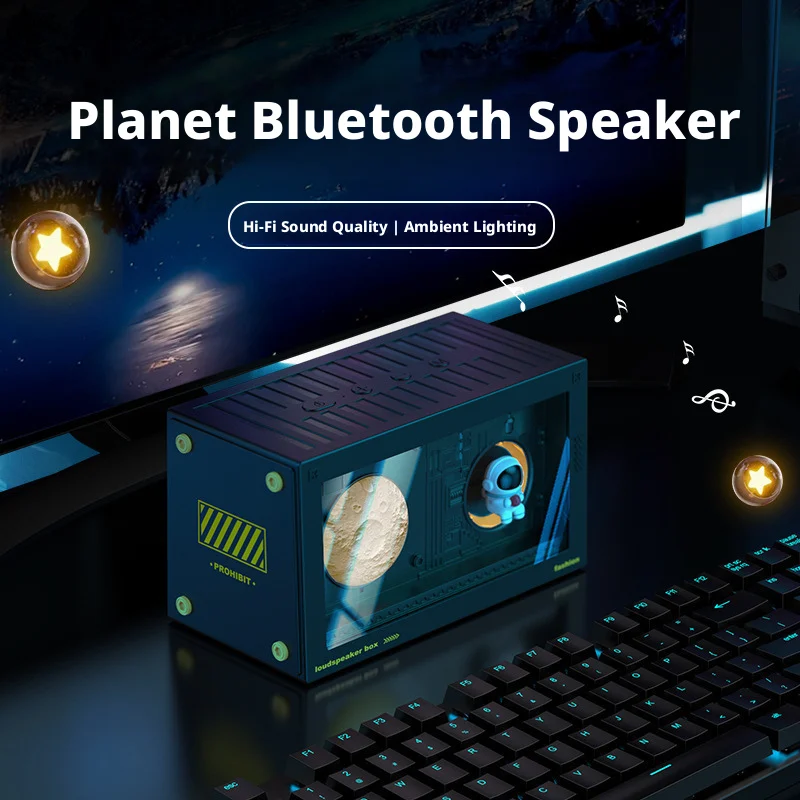 

Беспроводная Bluetooth-колонка Planet с LED-ночником в дизайне строительных блоков, креативный декор для рабочего стола, подарок на день рождения