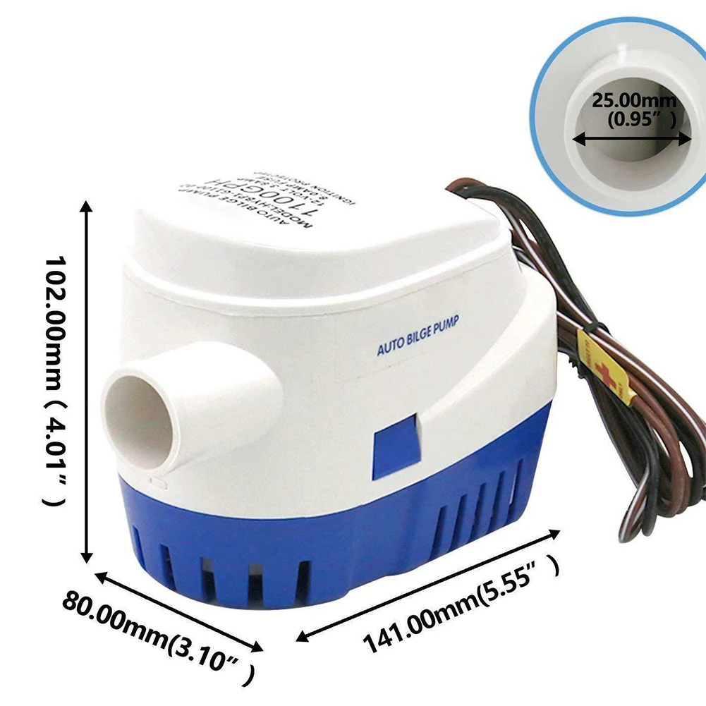 Bomba de sentina sumergible para barco, accesorio con interruptor de flotador, Motor de pesca, automática, 12V