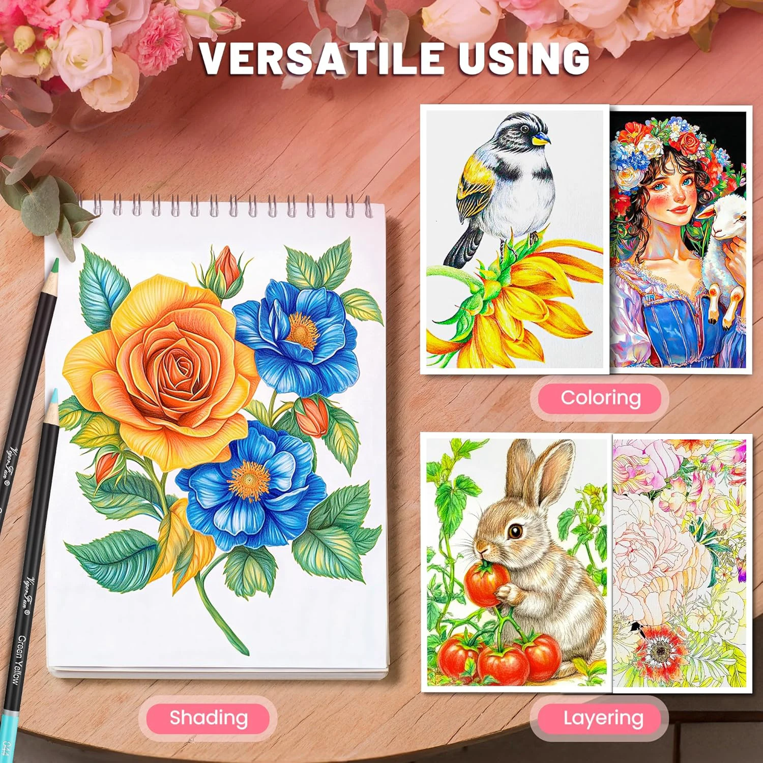 120 قلم رصاص ملون، أقلام تلوين احترافية نابضة بالحياة للفنانين لرسم الرسم وتظليل المزج، تعتمد على الزيت الأساسي الناعم