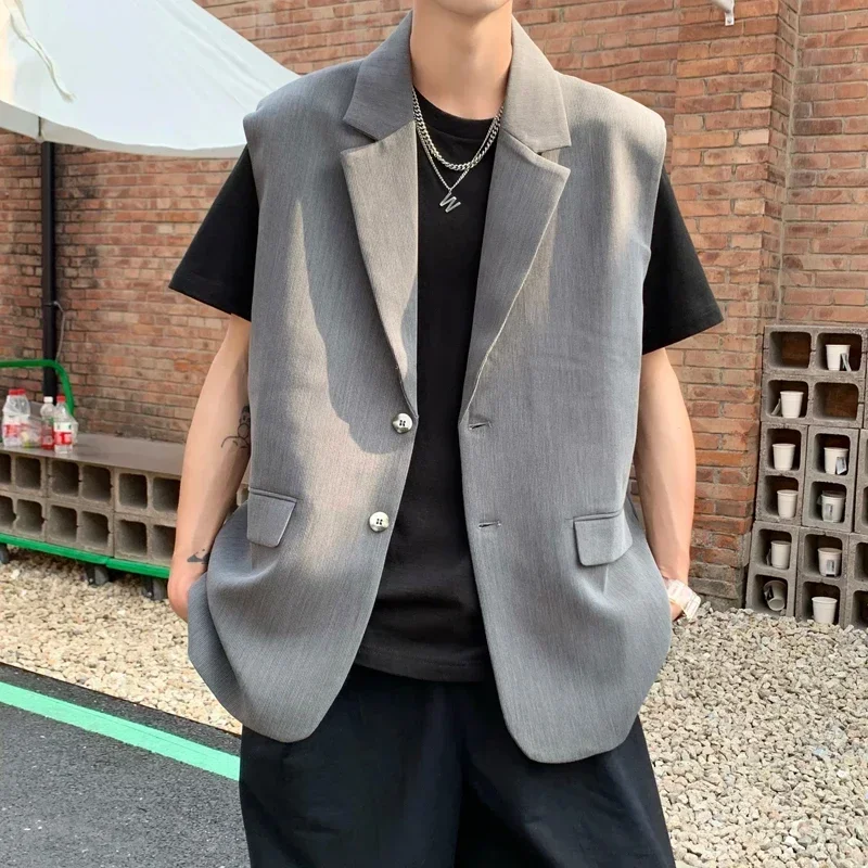 Coat Gentle Fashion Hip All-match Design Baggy Handsome Streetwear Japanese Teens Vests Men Clothing College Hop Sleeveless