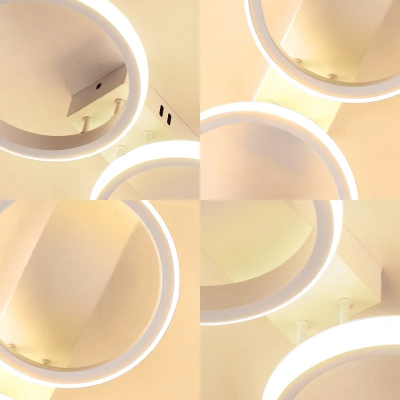 3 Circular Ring Design LED Ceiling Light High End Branch Chandelier Wall Lamp 52CM White/Warm/Variable Light Bedroom Lighting