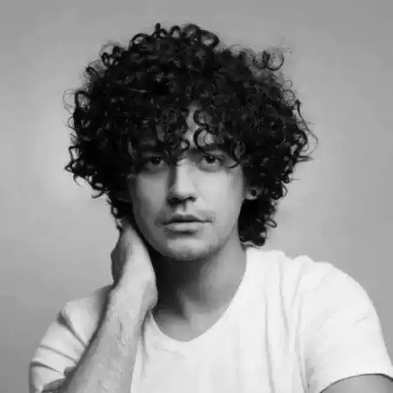 Men Fluffy Tight Small Afro Curly Synthetic Wig, Wool Curls Hip‑Hop Rock Fashion Wig for Halloween Stage Party Performance
