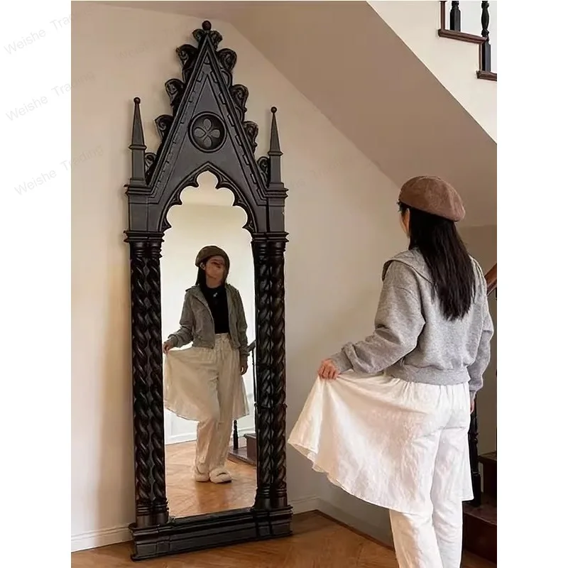 Full body mirror magic mirror French vintage floor art wall mount fitting American bedroom dressing mirror
