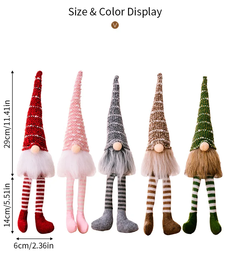 17'' Christmas Decorations Handmade Santa Scandinavian Tomte Plush Gnom Home Tabletop Ornaments Christmas