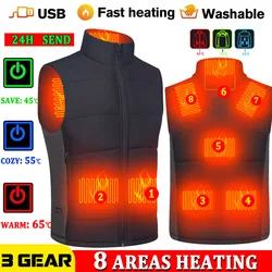 Chaleco calefactable hombre y mujer, chaqueta térmica eléctrica con USB, infrarrojo, para senderismo, exteriores, acampada, Invierno chaleco calefactor