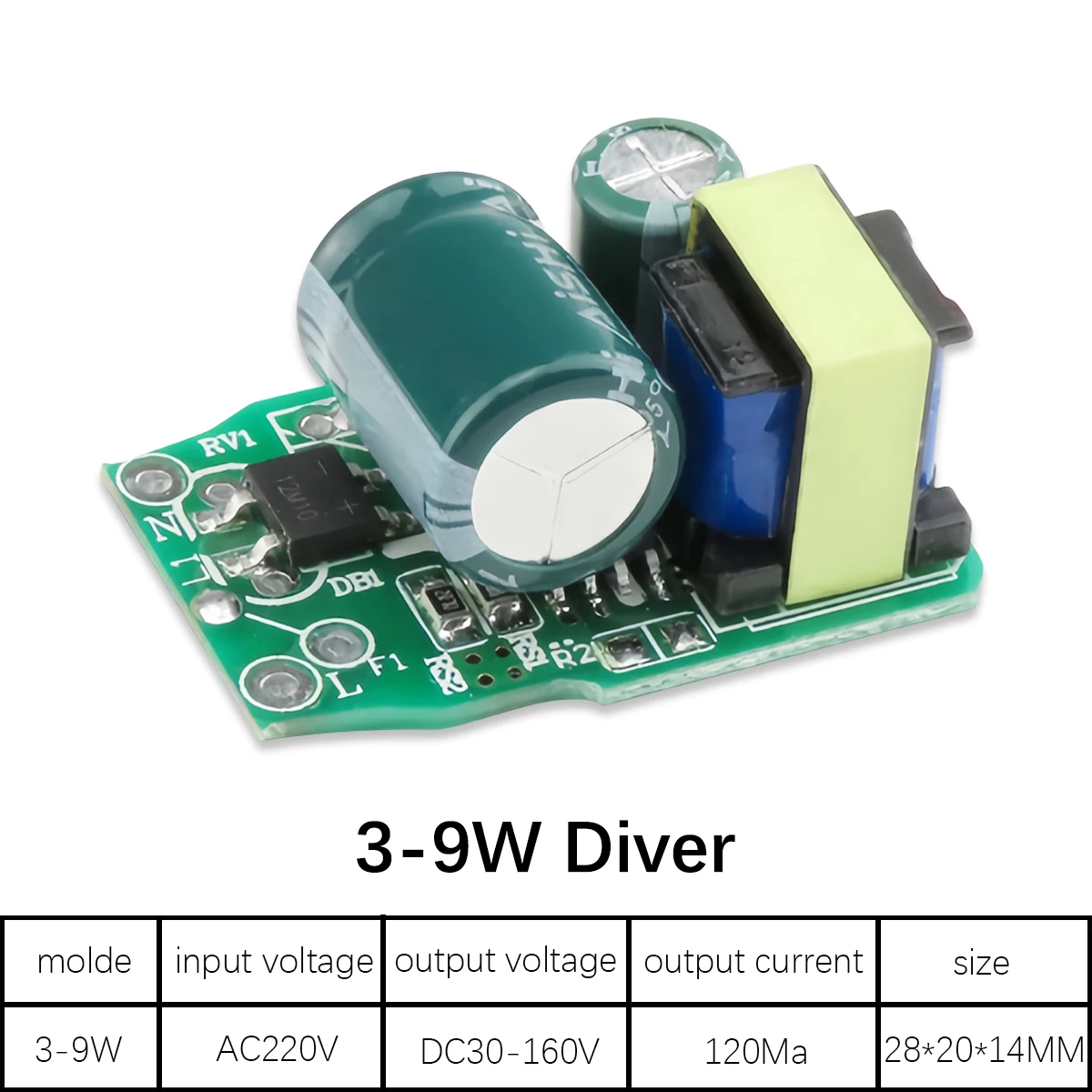 3W/7W/9W/12W/15W/18W Built-in T-Type Non-Isolated Flicker-Free LED Driver for Bulbs