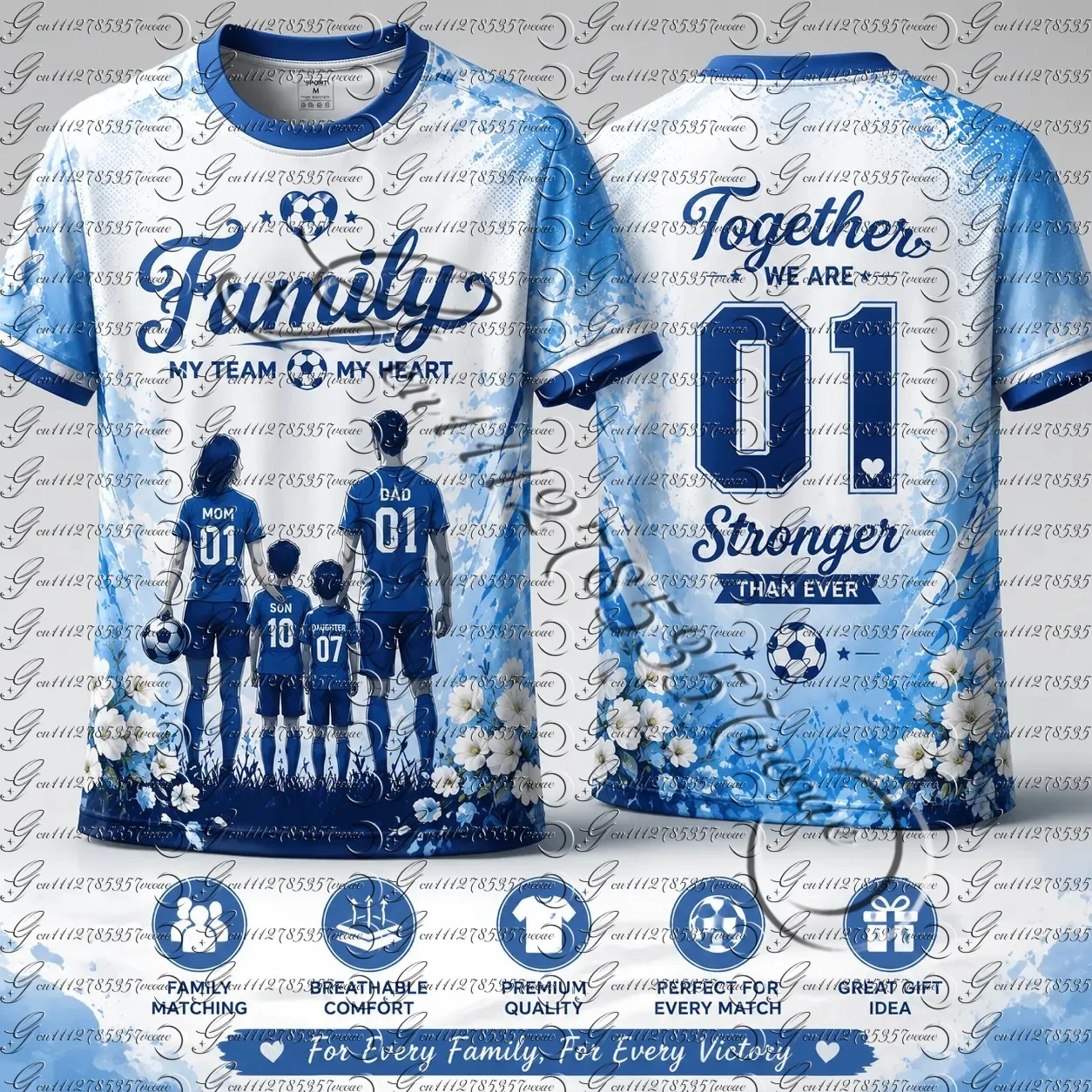 Soccer Jersey Together We Are Stronger Print Short Sleeve T Shirt Men Women Breathable Football Uniform Family Matching Tee Gift