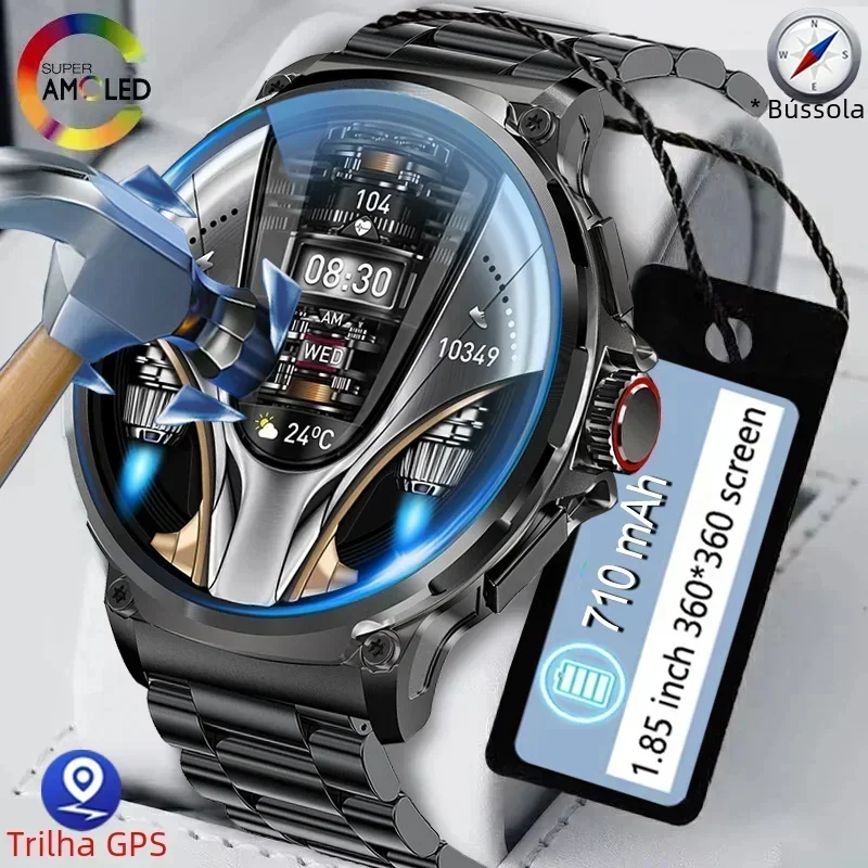 2024 New Men's GPS Track Smartwatch - 1.85 Ultra HD AMOLED Display 710mAh Battery Bluetooth Call Advanced Navigation