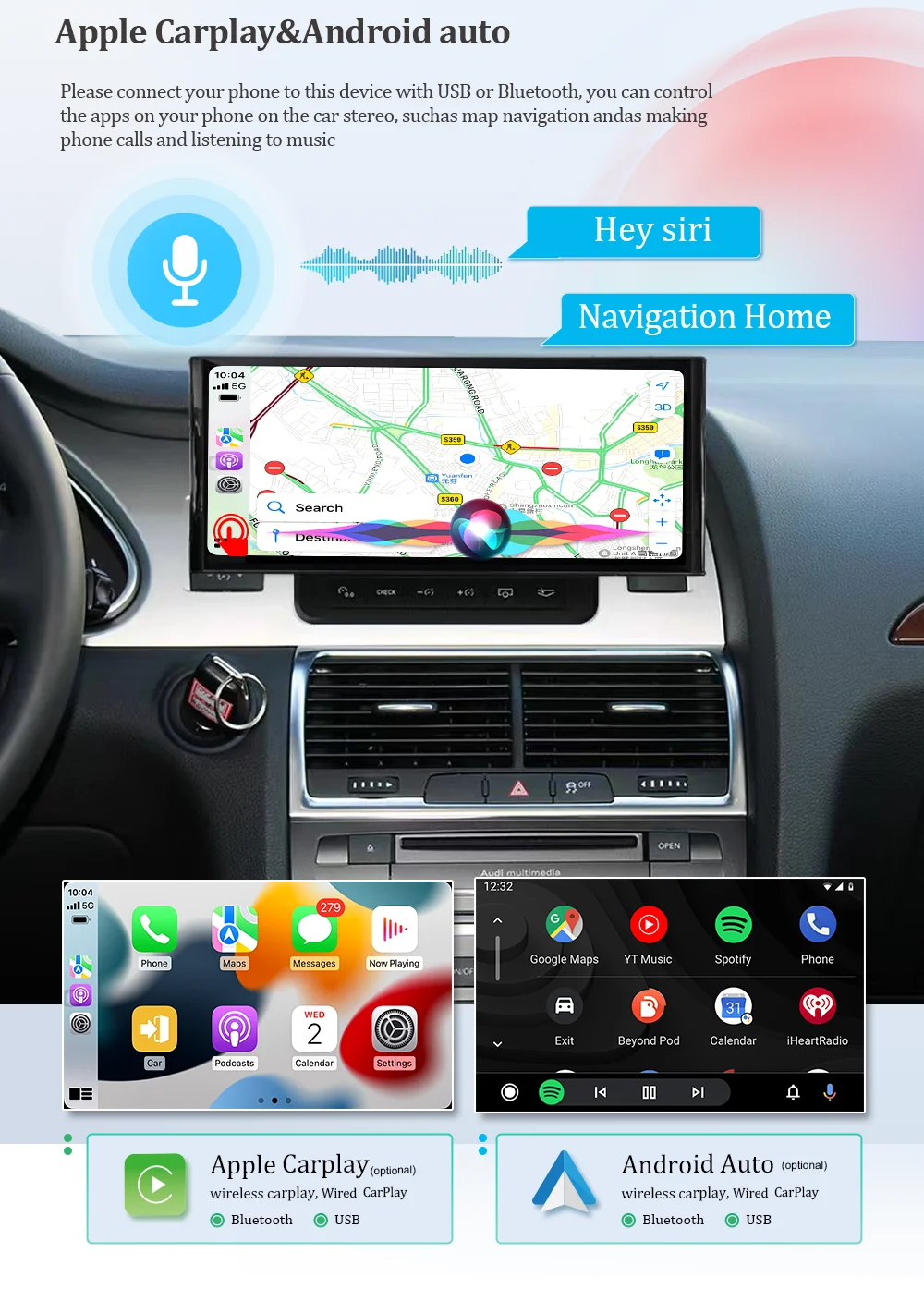 Wit-Up for Audi A6 C6 4F MMI 2G 3G CarPlay 10.25