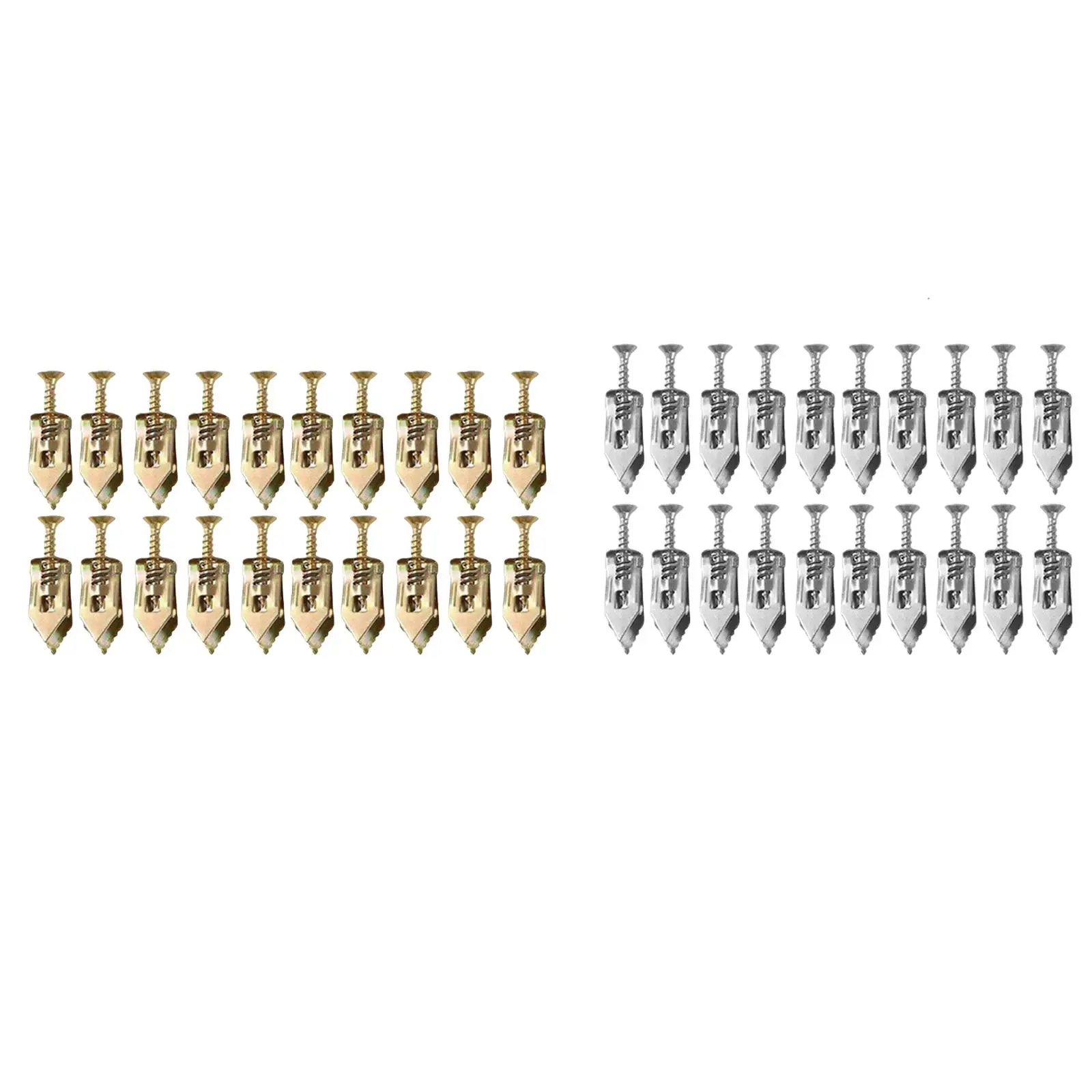 20 self-drilling drywall anchors with screws, percussion type, easy