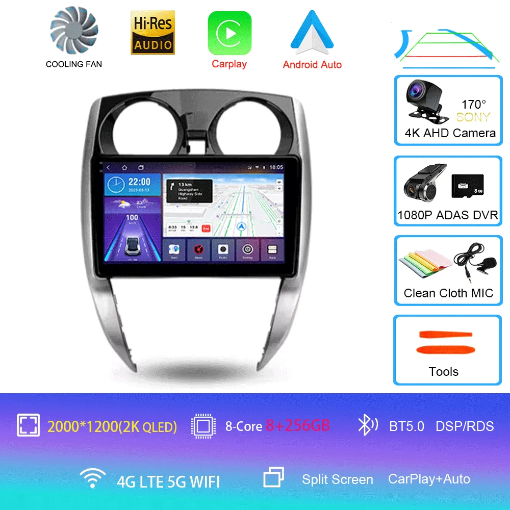 Nissan Note 2 E12 2012 - 2021 Carplay Auto 4G+WIFI GPS autoradio navigatie multimedia videospeler stereo BT Android 16