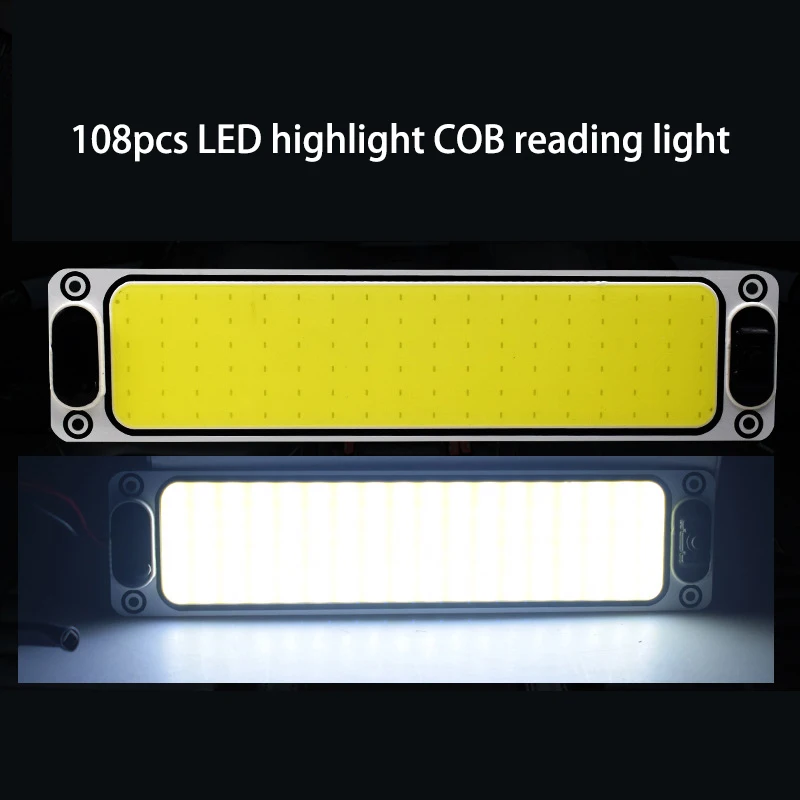 2Pcs White Cob 108 LED 12V 24V Roof Ceiling Interior Wired Lamp Panel Dome Lamp Auto Car Interior Reading Plate Light