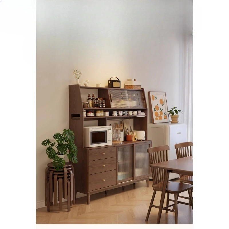 

Solid wood dining side cabinet integrated against the wall locker wine cabinet