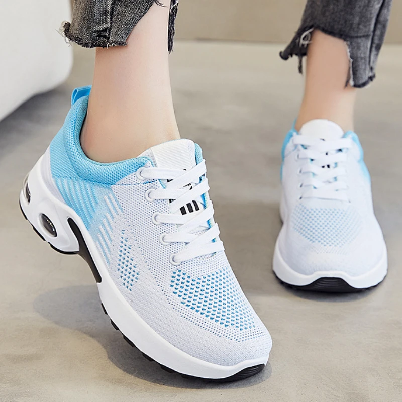 Trendy Sports Shoes 2024 New Mesh Breathable Color Blocking Casual Comfortable Anti Slip Vulcanized Shoes Platform Sneakers