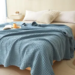 Cotton Skeletonized Muslin Blankets, Quilt for Beds, Car, Nap, Couch, Sofa, Plaid, Home Bed Cover, Air Conditioning Throw , Summ